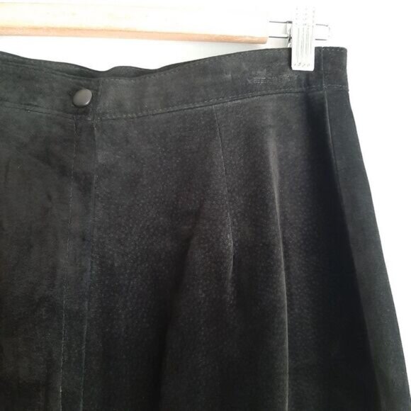 DANIER | 100% Genuine Suede Leather Maxi Long Length Skirt Back Slit Black Sz XS - Picture 10 of 16